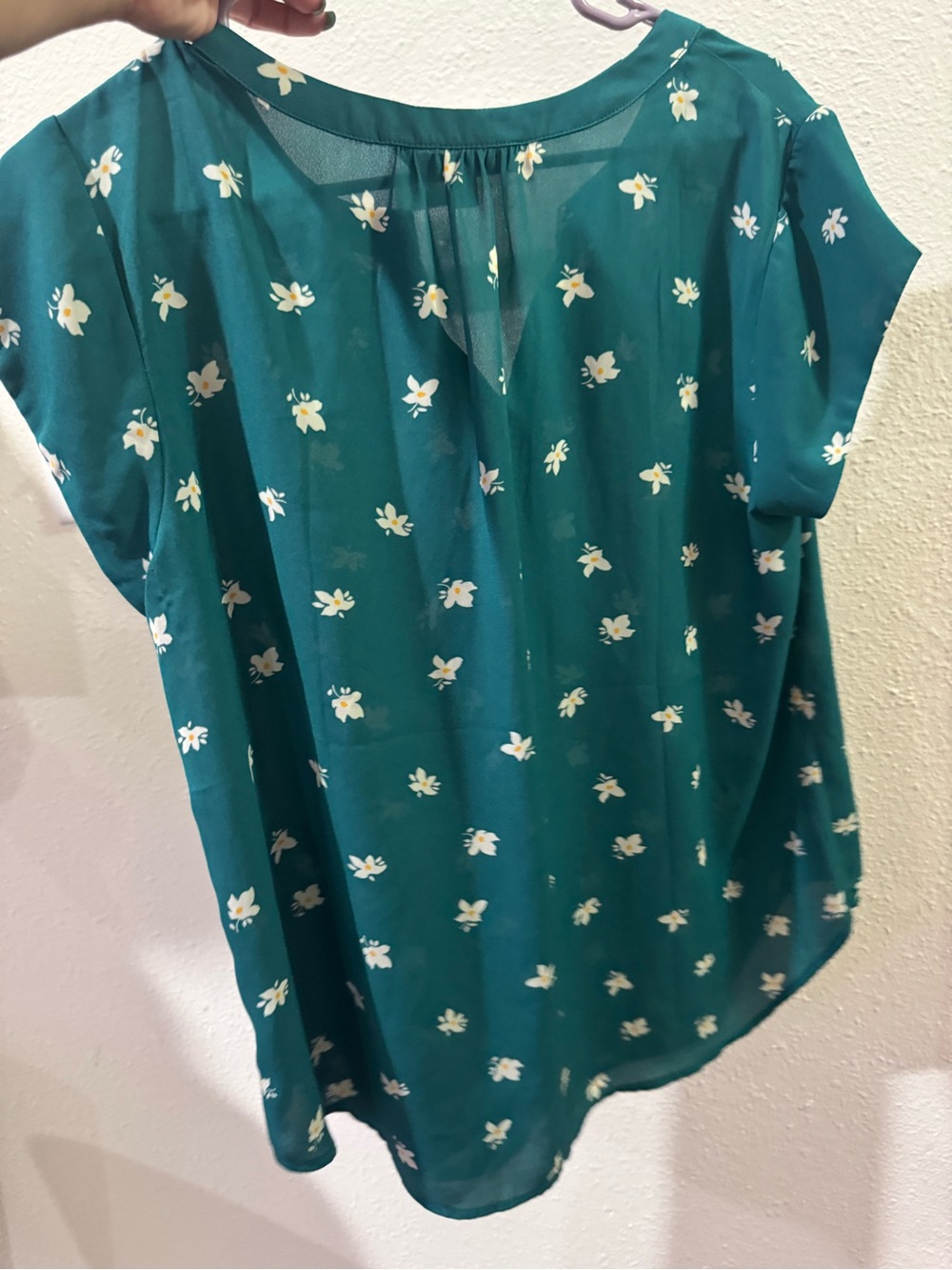 41 Hawthorn Teal Floral Split-Neck Short-Sleeve Top - Picture 2 of 7